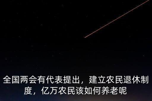 全國兩會有代表提出，建立農(nóng)民退休制度，億萬農(nóng)民該如何養(yǎng)老呢