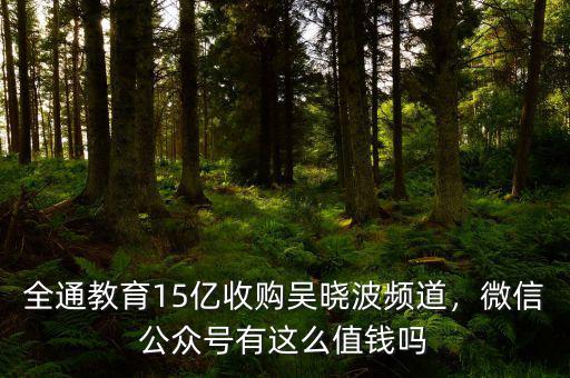 全通教育15億收購吳曉波頻道，微信公眾號有這么值錢嗎