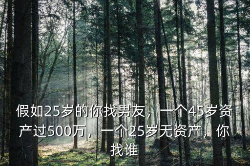 假如25歲的你找男友，一個45歲資產(chǎn)過500萬，一個25歲無資產(chǎn)，你找誰