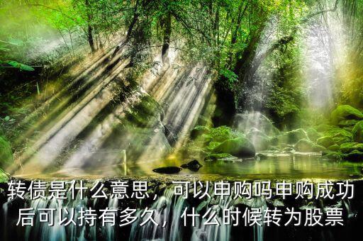 轉(zhuǎn)債是什么意思，可以申購嗎申購成功后可以持有多久，什么時候轉(zhuǎn)為股票