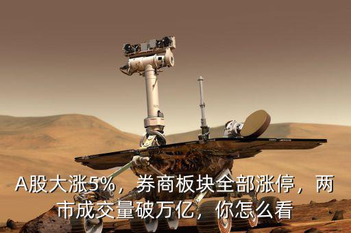 A股大漲5%，券商板塊全部漲停，兩市成交量破萬億，你怎么看