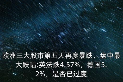 歐洲三大股市第五天再度暴跌，盤(pán)中最大跌幅:英法跌4.57%，德國(guó)5.2%，是否已過(guò)度