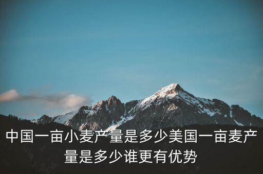 中國一畝小麥產量是多少美國一畝麥產量是多少誰更有優(yōu)勢