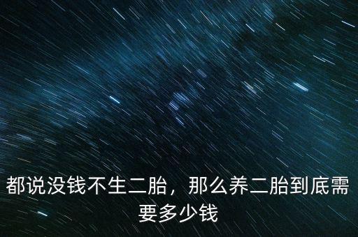 都說沒錢不生二胎，那么養(yǎng)二胎到底需要多少錢