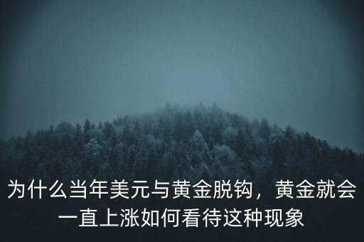 為什么當年美元與黃金脫鉤，黃金就會一直上漲如何看待這種現(xiàn)象