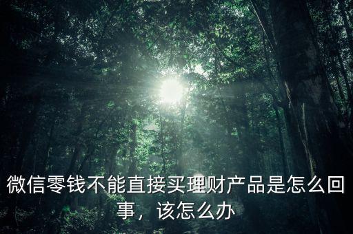 微信零錢不能直接買理財產(chǎn)品是怎么回事，該怎么辦