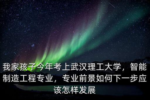 我家孩子今年考上武漢理工大學(xué)，智能制造工程專業(yè)，專業(yè)前景如何下一步應(yīng)該怎樣發(fā)展