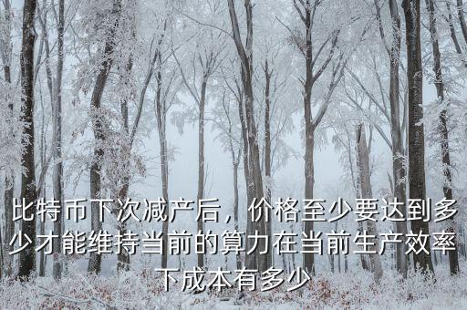 比特幣下次減產(chǎn)后，價格至少要達到多少才能維持當前的算力在當前生產(chǎn)效率下成本有多少