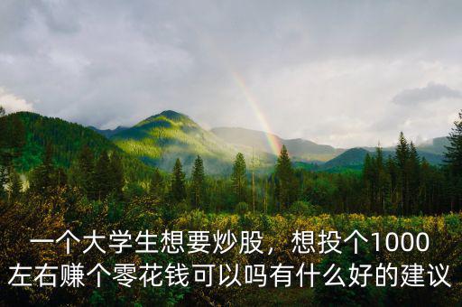 一個大學生想要炒股，想投個1000左右賺個零花錢可以嗎有什么好的建議