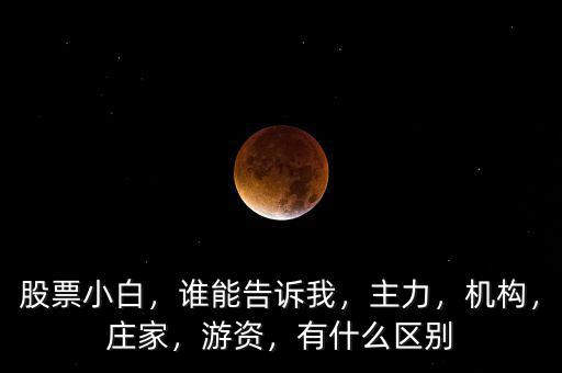 股票小白，誰能告訴我，主力，機(jī)構(gòu)，莊家，游資，有什么區(qū)別