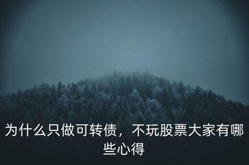為什么只做可轉(zhuǎn)債，不玩股票大家有哪些心得