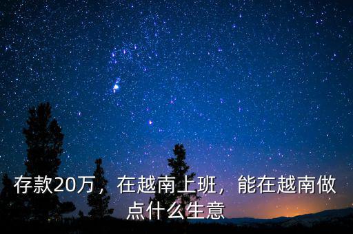 存款20萬，在越南上班，能在越南做點(diǎn)什么生意