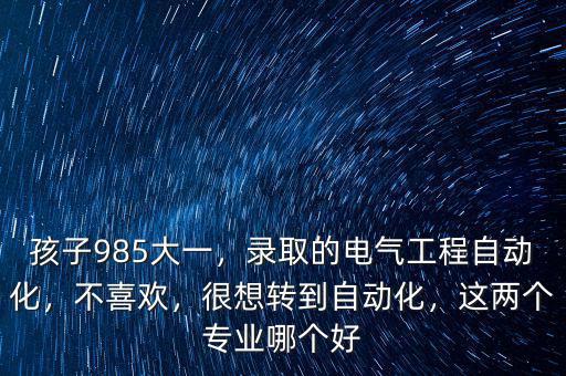 孩子985大一，錄取的電氣工程自動(dòng)化，不喜歡，很想轉(zhuǎn)到自動(dòng)化，這兩個(gè)專(zhuān)業(yè)哪個(gè)好