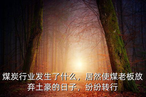 煤炭行業(yè)發(fā)生了什么，居然使煤老板放棄土豪的日子，紛紛轉(zhuǎn)行