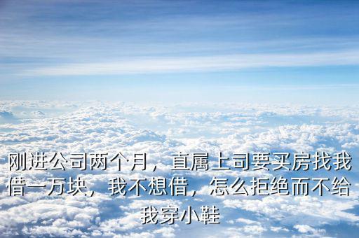 剛進公司兩個月，直屬上司要買房找我借一萬塊，我不想借，怎么拒絕而不給我穿小鞋