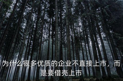 為什么很多優(yōu)質(zhì)的企業(yè)不直接上市，而是要借殼上市