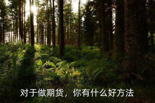 對于做期貨，你有什么好方法