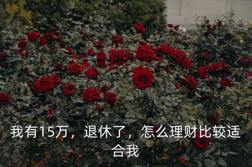 我有15萬，退休了，怎么理財比較適合我