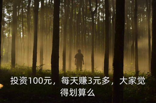 投資100元，每天賺3元多，大家覺得劃算么