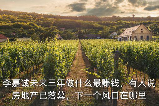 李嘉誠未來三年做什么最賺錢，有人說房地產(chǎn)已落幕，下一個(gè)風(fēng)口在哪里