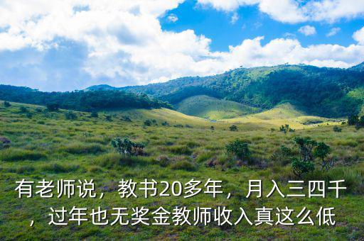 有老師說(shuō)，教書20多年，月入三四千，過(guò)年也無(wú)獎(jiǎng)金教師收入真這么低
