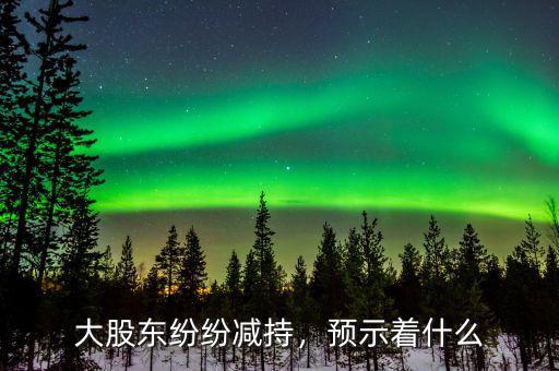 大股東紛紛減持，預(yù)示著什么