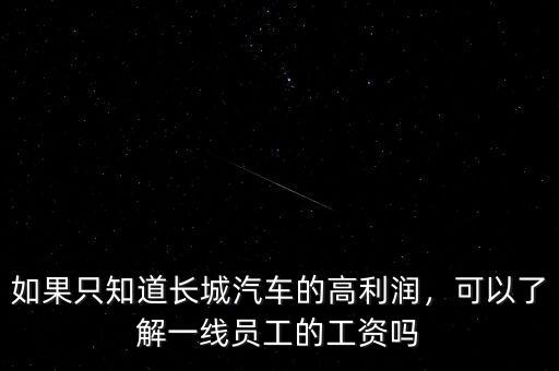 如果只知道長城汽車的高利潤，可以了解一線員工的工資嗎