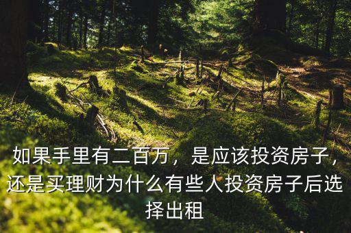 如果手里有二百萬，是應(yīng)該投資房子，還是買理財(cái)為什么有些人投資房子后選擇出租
