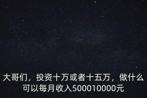 大哥們，投資十萬或者十五萬，做什么可以每月收入500010000元
