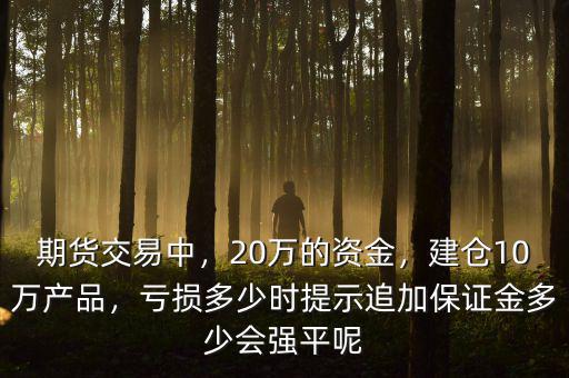 期貨交易中，20萬(wàn)的資金，建倉(cāng)10萬(wàn)產(chǎn)品，虧損多少時(shí)提示追加保證金多少會(huì)強(qiáng)平呢