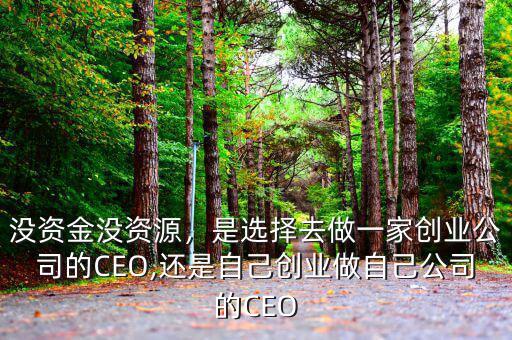 沒資金沒資源，是選擇去做一家創(chuàng)業(yè)公司的CEO,還是自己創(chuàng)業(yè)做自己公司的CEO