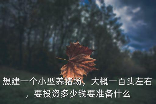 想建一個(gè)小型養(yǎng)豬場，大概一百頭左右，要投資多少錢要準(zhǔn)備什么