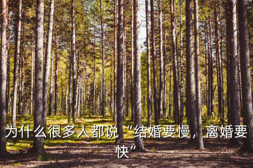 為什么很多人都說(shuō)“結(jié)婚要慢，離婚要快”