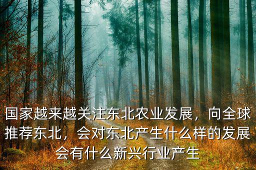 國家越來越關(guān)注東北農(nóng)業(yè)發(fā)展，向全球推薦東北，會對東北產(chǎn)生什么樣的發(fā)展會有什么新興行業(yè)產(chǎn)生