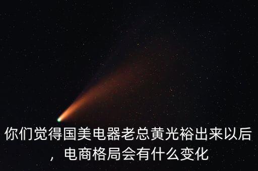 你們覺得國美電器老總黃光裕出來以后，電商格局會有什么變化