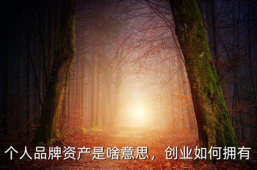 個人品牌資產(chǎn)是啥意思，創(chuàng)業(yè)如何擁有