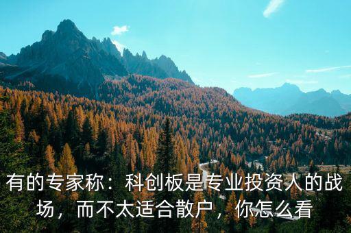 有的專家稱：科創(chuàng)板是專業(yè)投資人的戰(zhàn)場，而不太適合散戶，你怎么看