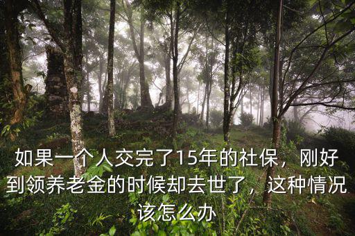 如果一個人交完了15年的社保，剛好到領養(yǎng)老金的時候卻去世了，這種情況該怎么辦