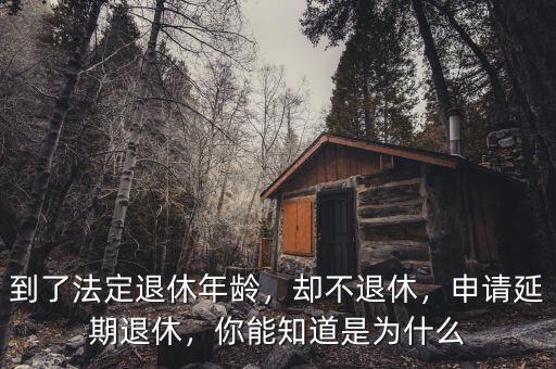 到了法定退休年齡，卻不退休，申請延期退休，你能知道是為什么