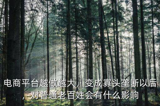 電商平臺(tái)越做越大，變成寡頭壟斷以后，對(duì)普通老百姓會(huì)有什么影響