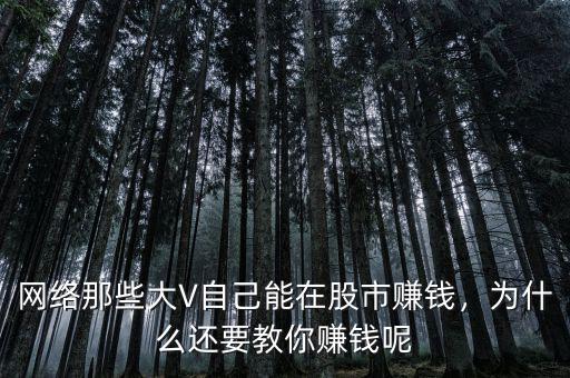 網(wǎng)絡(luò)那些大V自己能在股市賺錢(qián)，為什么還要教你賺錢(qián)呢