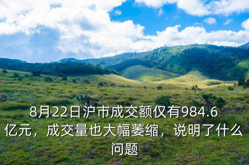 8月22日滬市成交額僅有984.6億元，成交量也大幅萎縮，說明了什么問題