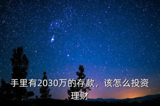 手里有2030萬的存款，該怎么投資理財(cái)