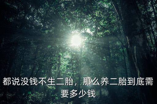 都說沒錢不生二胎，那么養(yǎng)二胎到底需要多少錢