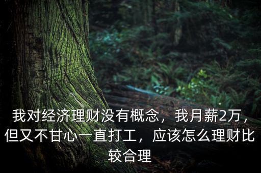 我對(duì)經(jīng)濟(jì)理財(cái)沒有概念，我月薪2萬，但又不甘心一直打工，應(yīng)該怎么理財(cái)比較合理