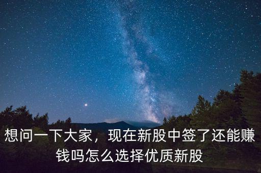 想問一下大家，現(xiàn)在新股中簽了還能賺錢嗎怎么選擇優(yōu)質(zhì)新股
