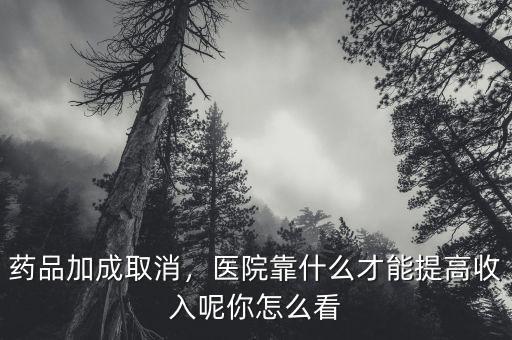 藥品加成取消，醫(yī)院靠什么才能提高收入呢你怎么看