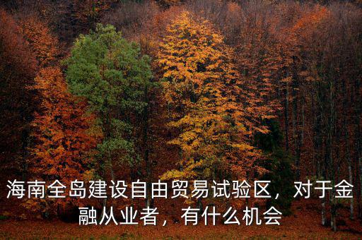 海南全島建設(shè)自由貿(mào)易試驗區(qū)，對于金融從業(yè)者，有什么機會