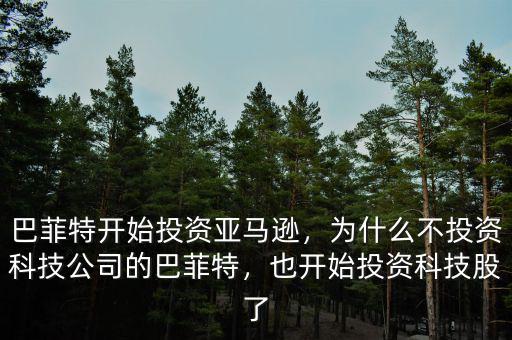 巴菲特開(kāi)始投資亞馬遜，為什么不投資科技公司的巴菲特，也開(kāi)始投資科技股了