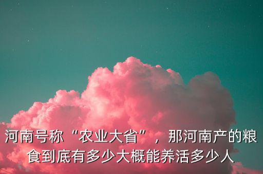 河南號稱“農(nóng)業(yè)大省”，那河南產(chǎn)的糧食到底有多少大概能養(yǎng)活多少人
